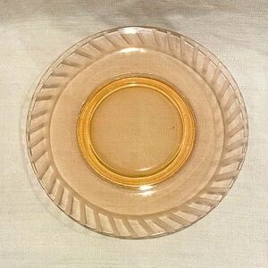 Vintage pink etched glass plate - depression glass style Valentines Day